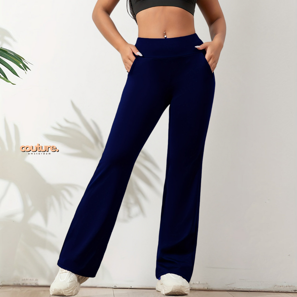 Ella | Comfortabele broek met hoge taille | Donkerblauw
