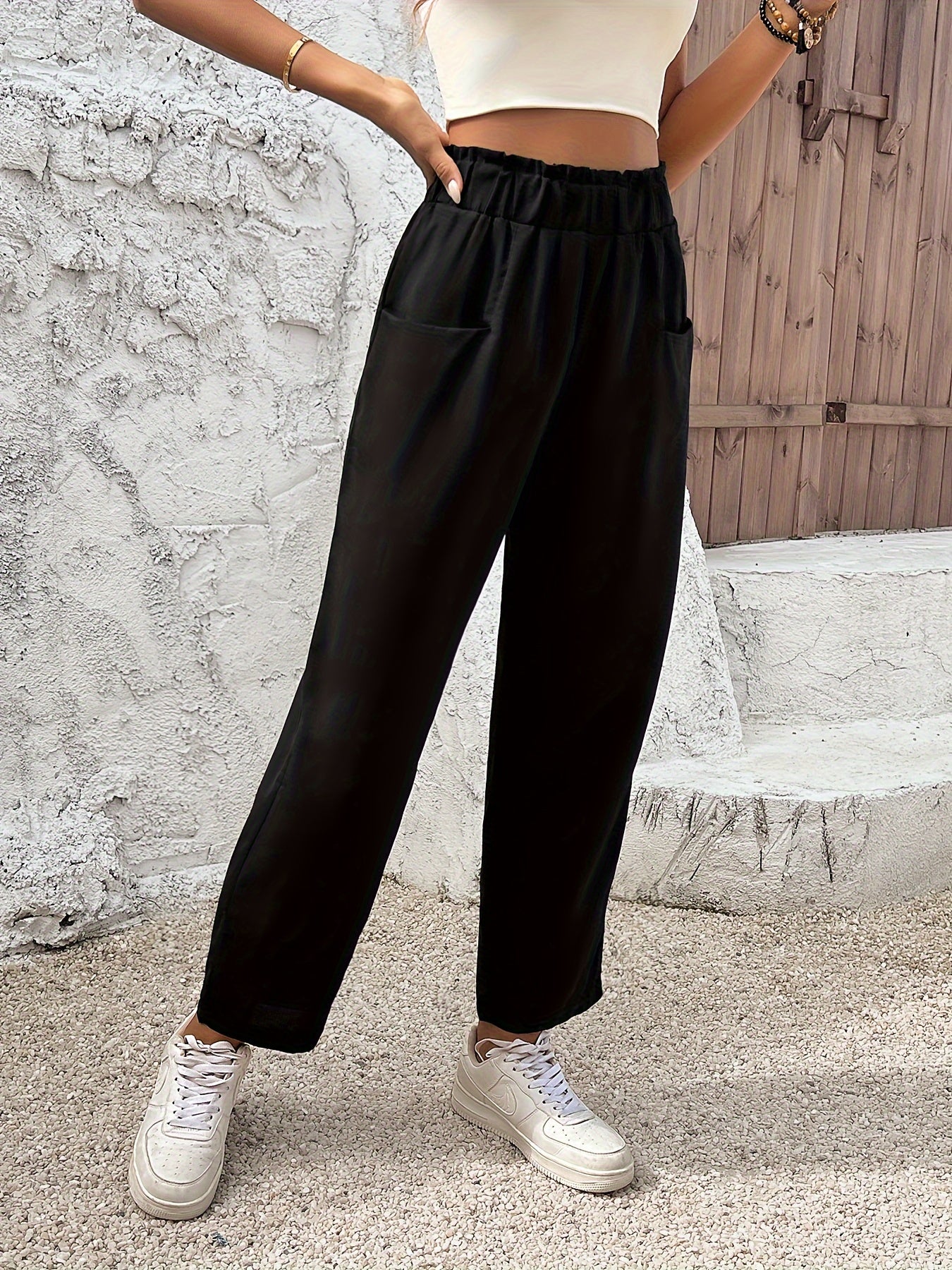 Elodie | Rechte Broek met Elastische Taille