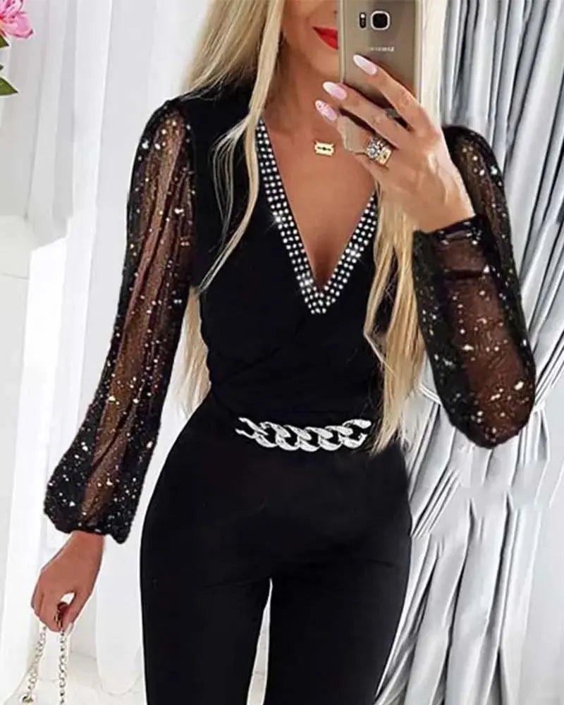 Rhina - V Neck Jumpsuit Levouré