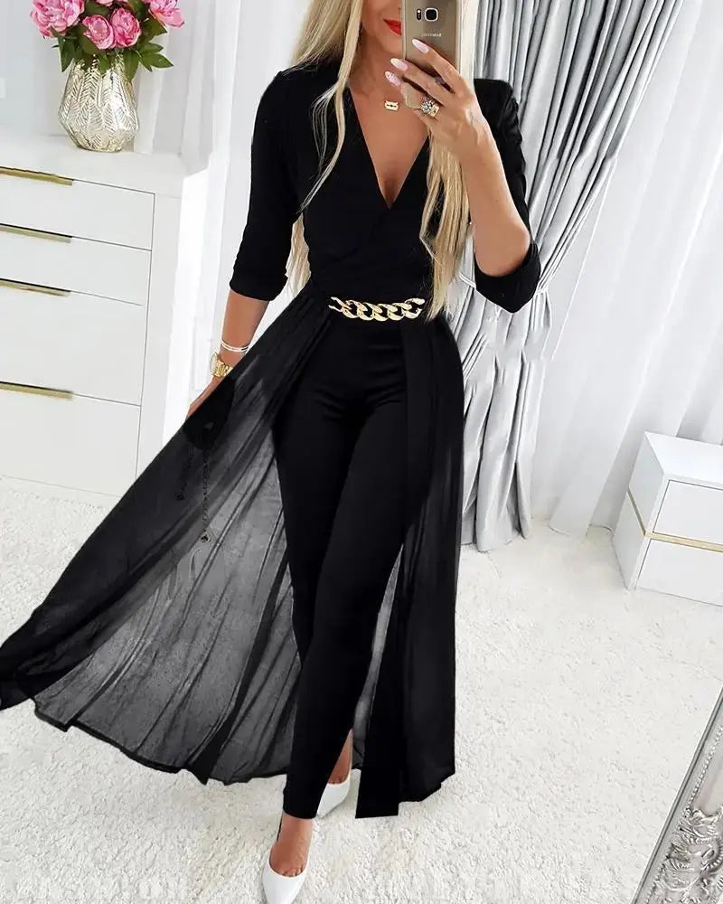 Rhina - V Neck Jumpsuit Levouré