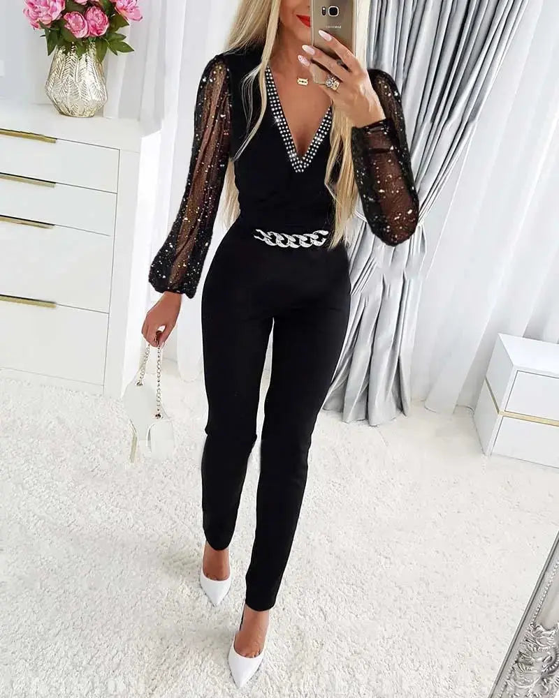 Rhina - V Neck Jumpsuit
