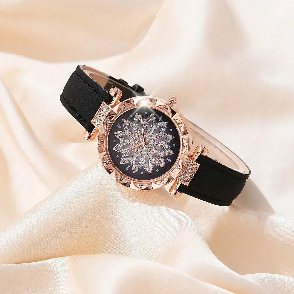 Set van 5 Luxe Dameshorloges met Quartzuurwerk en Diamanten Levouré