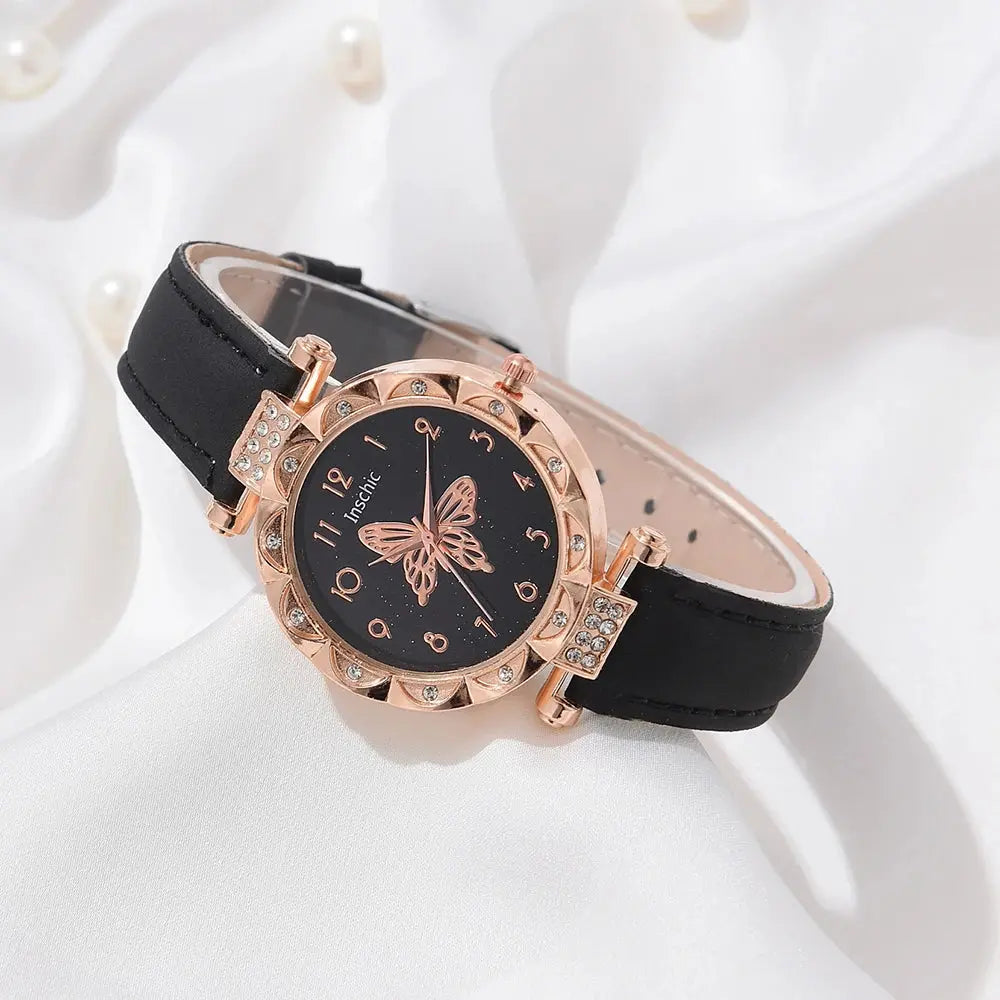 Set van 5 Luxe Dameshorloges met Quartzuurwerk en Diamanten Levouré