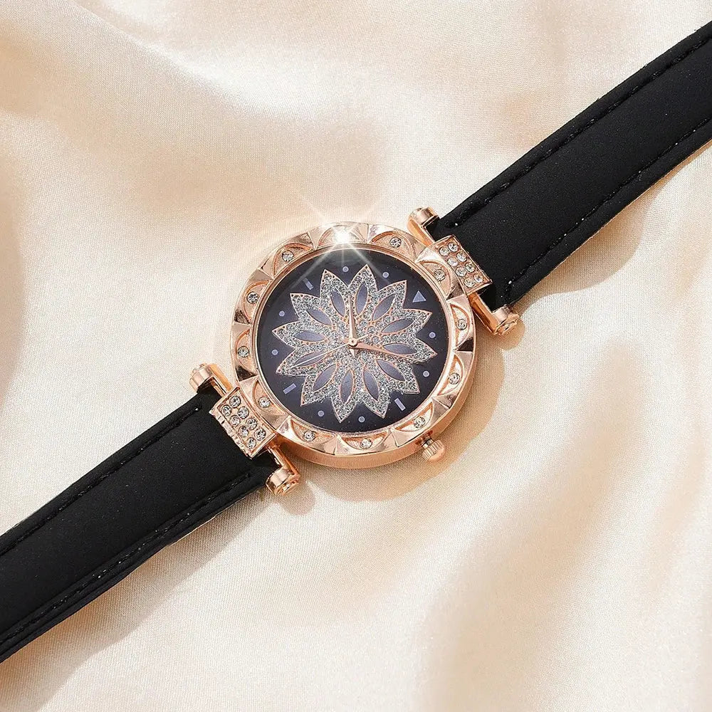 Set van 5 Luxe Dameshorloges met Quartzuurwerk en Diamanten Levouré