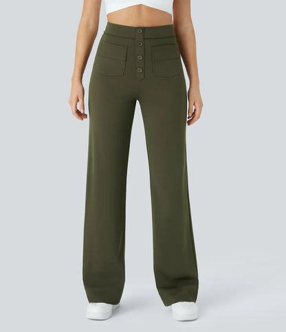 Elsa | Elastische broek met hoge taille | Groen