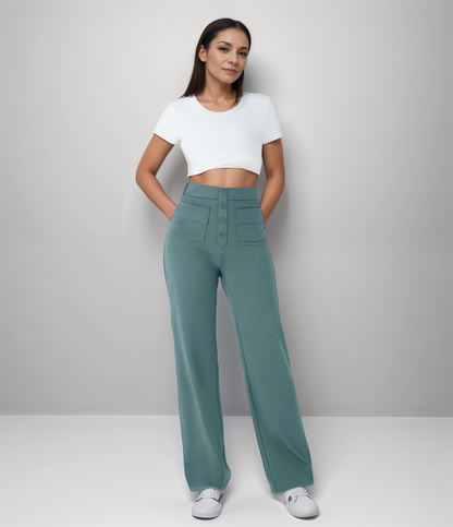 Momo | Elastische broek met hoge taille