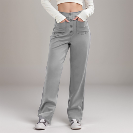 Elsa | Elastische broek met hoge taille | Grijs