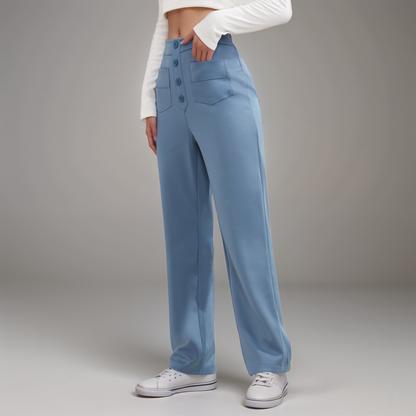 Momo | Elastische broek met hoge taille