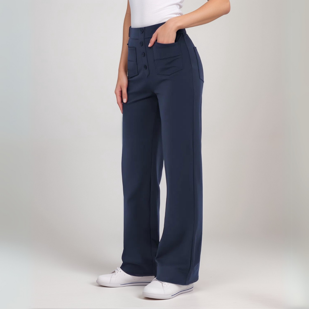 Momo | Elastische broek met hoge taille