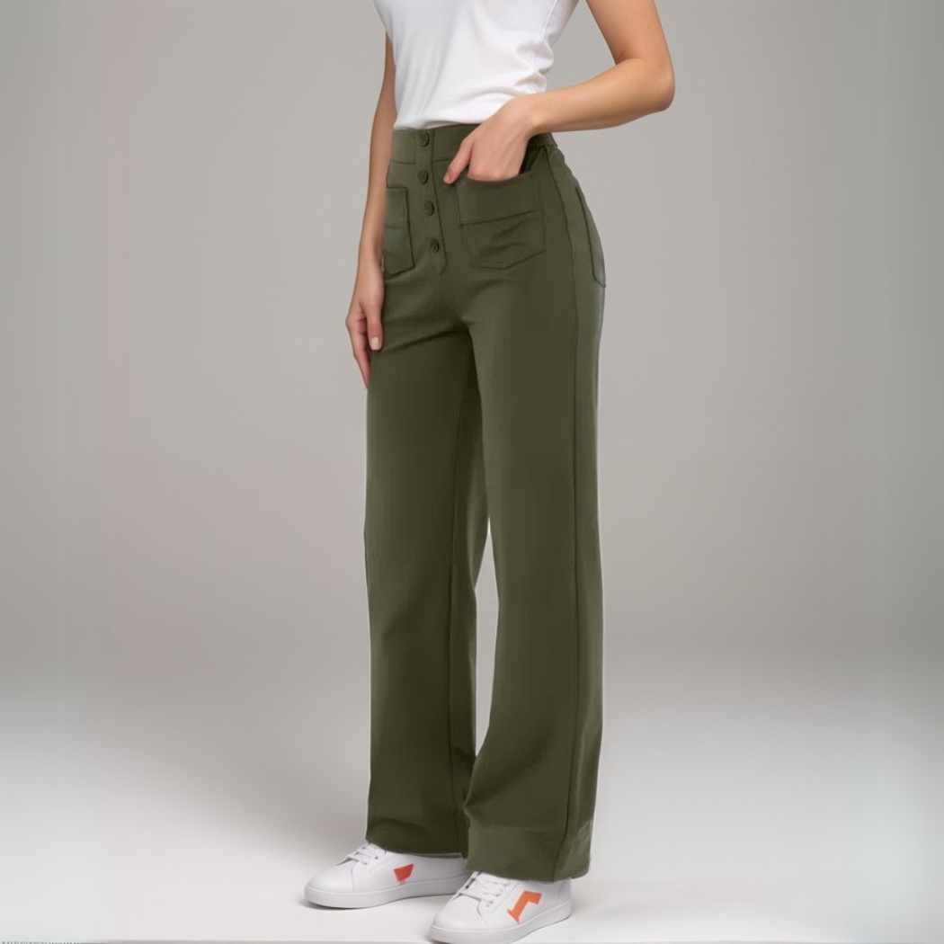 Momo | Elastische broek met hoge taille