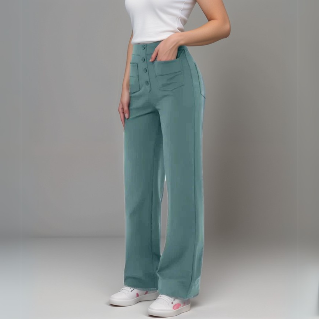 Momo | Elastische broek met hoge taille