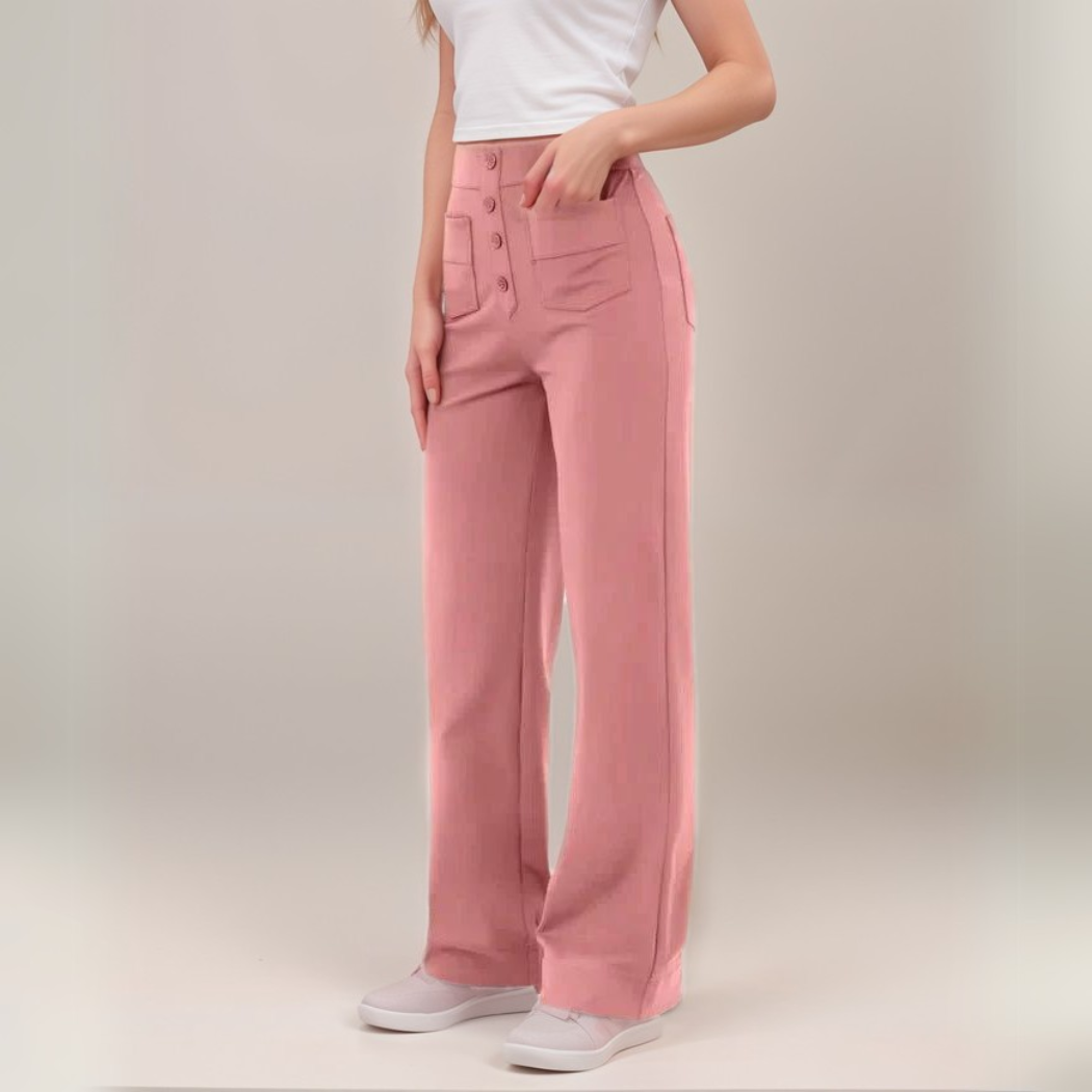 Momo | Elastische broek met hoge taille