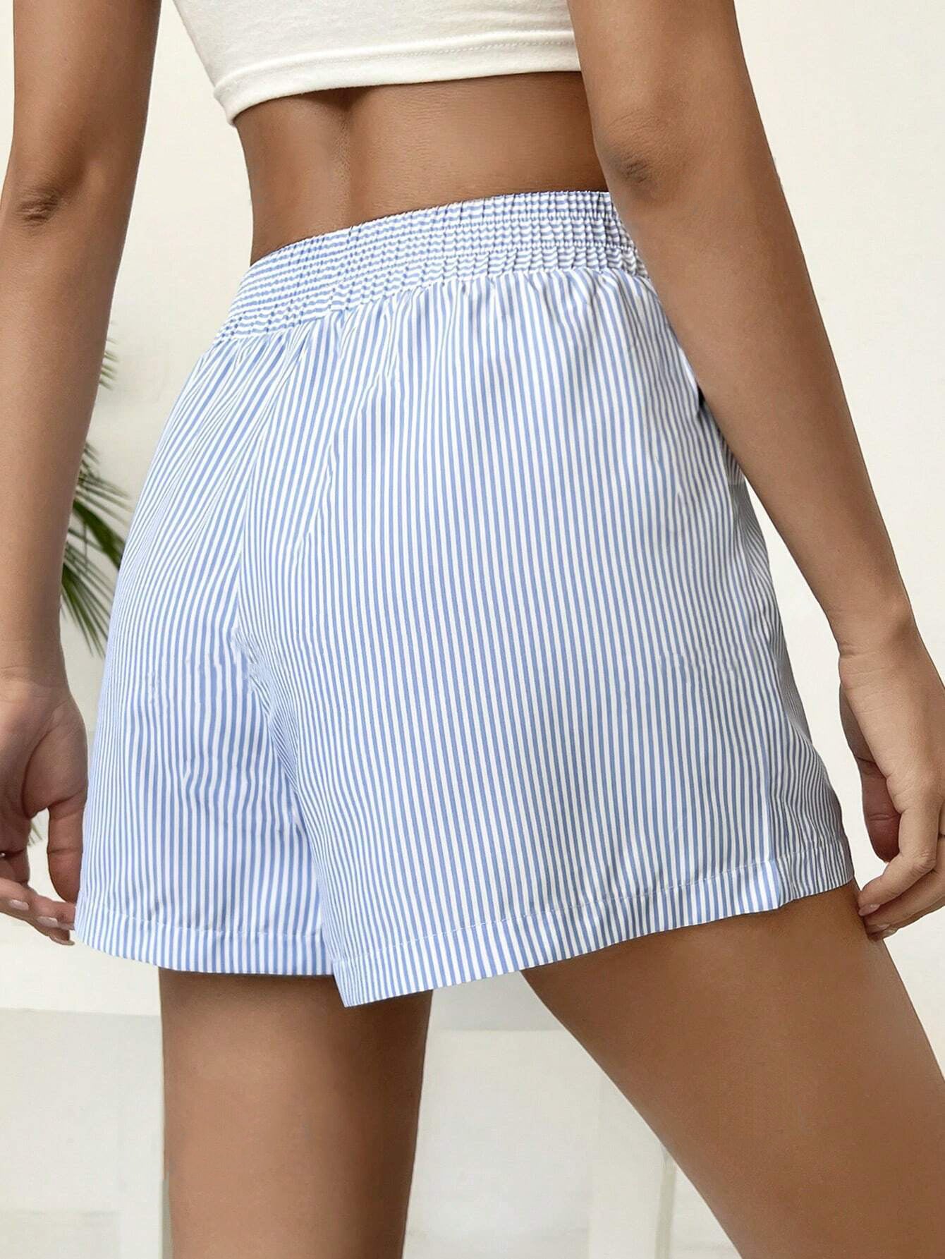 Evi | Comfortabele Streepprint Hoge Taille Shorts