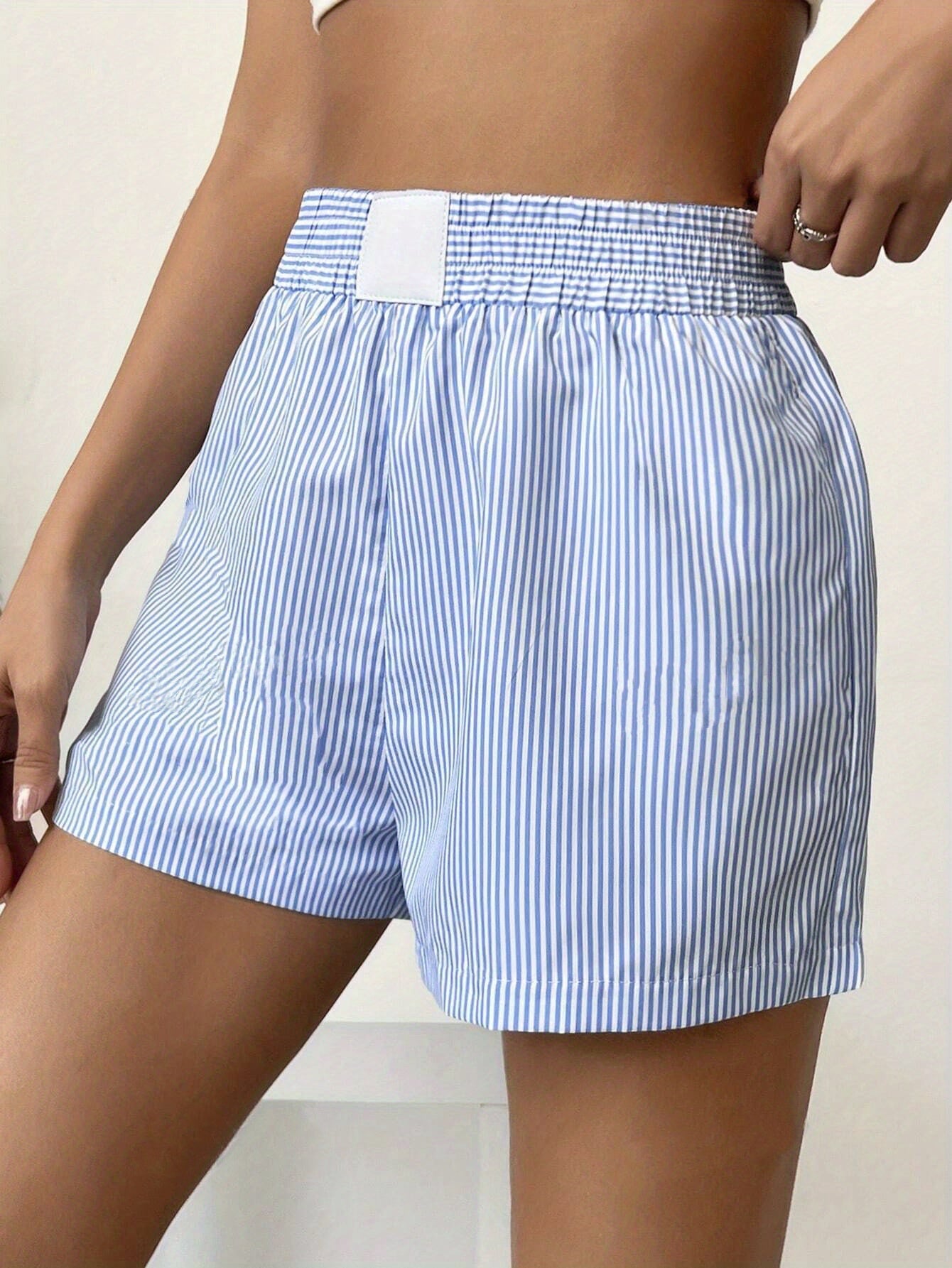 Evi | Comfortabele Streepprint Hoge Taille Shorts