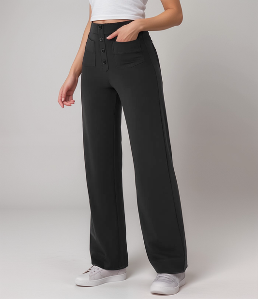 Momo | Elastische broek met hoge taille