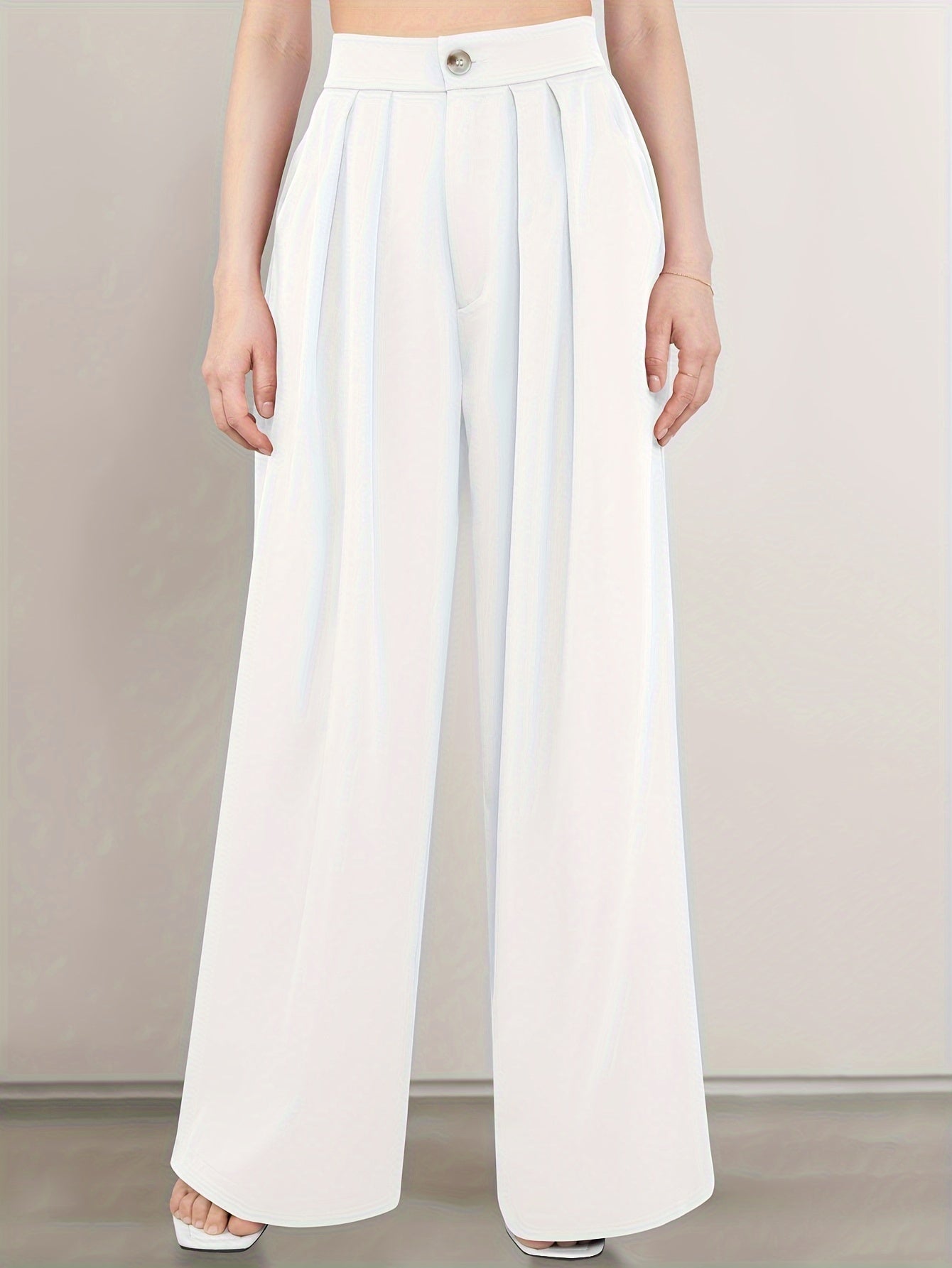 Lisa | Wijde Pantalon In Effen Kleur