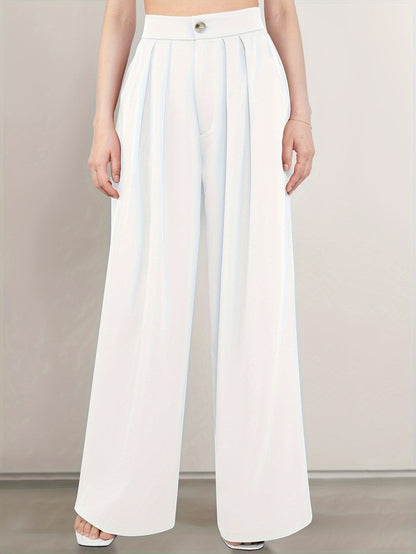 Lisa | Wijde Pantalon In Effen Kleur