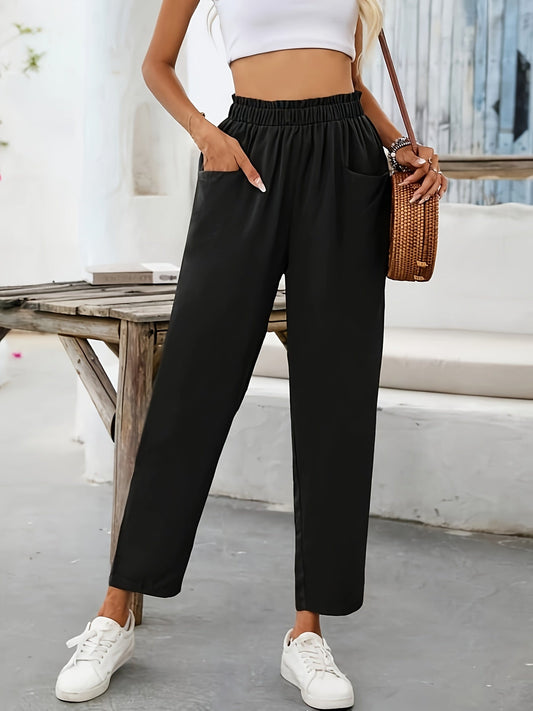 Elodie | Rechte Broek met Elastische Taille