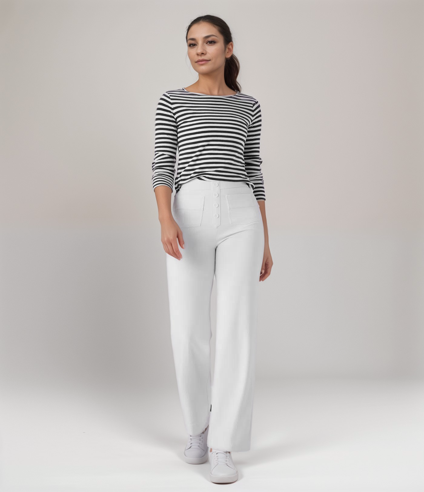 Momo | Elastische broek met hoge taille