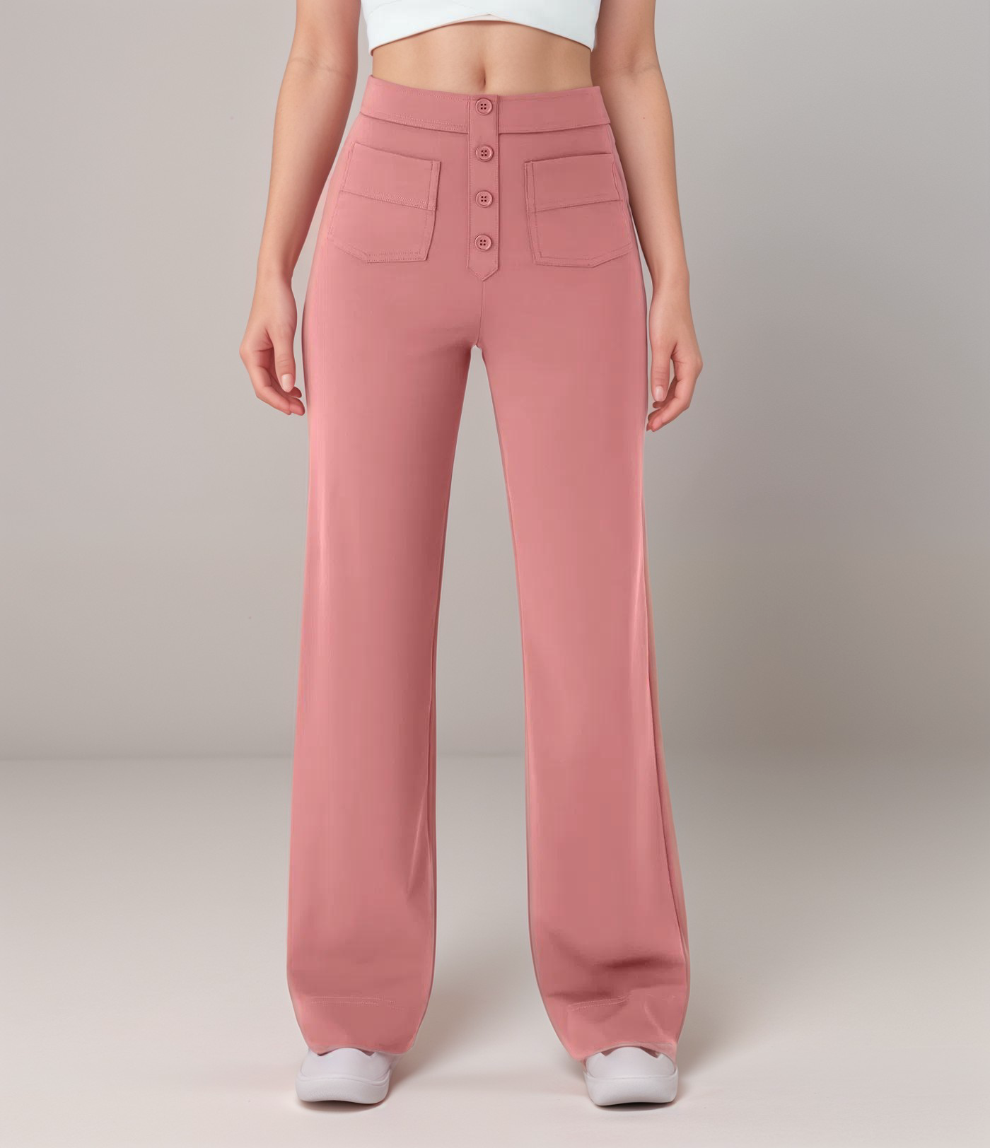 Momo | Elastische broek met hoge taille