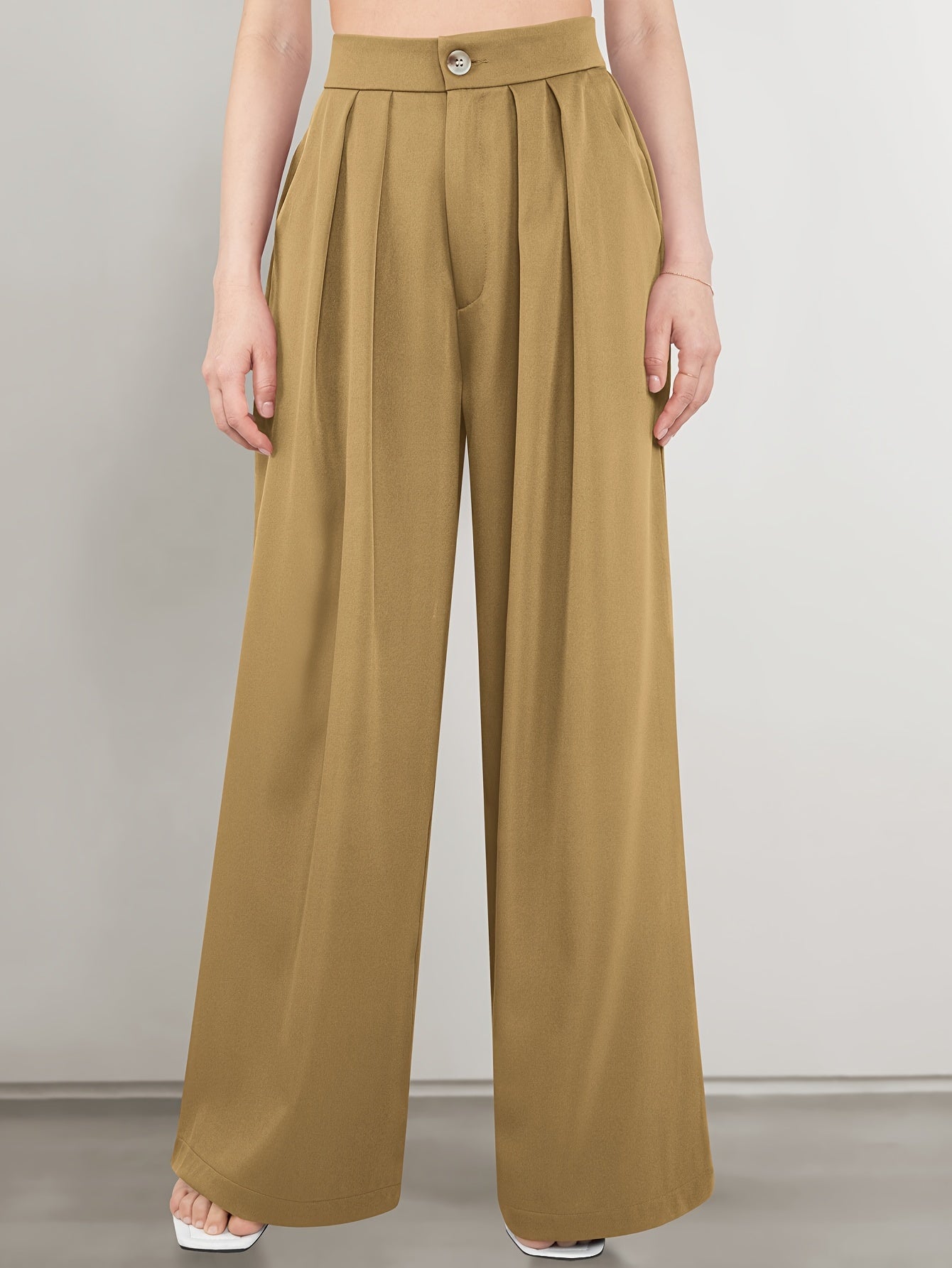 Lisa | Wijde Pantalon In Effen Kleur