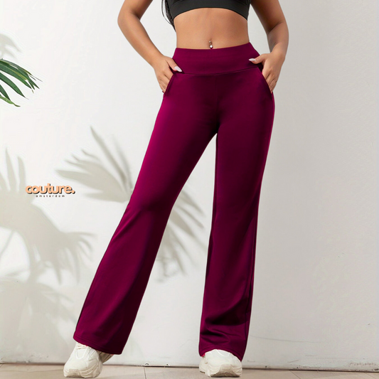 Ella | Comfortabele broek met hoge taille | Bordeauxrood