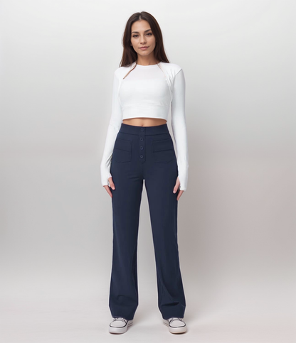 Momo | Elastische broek met hoge taille