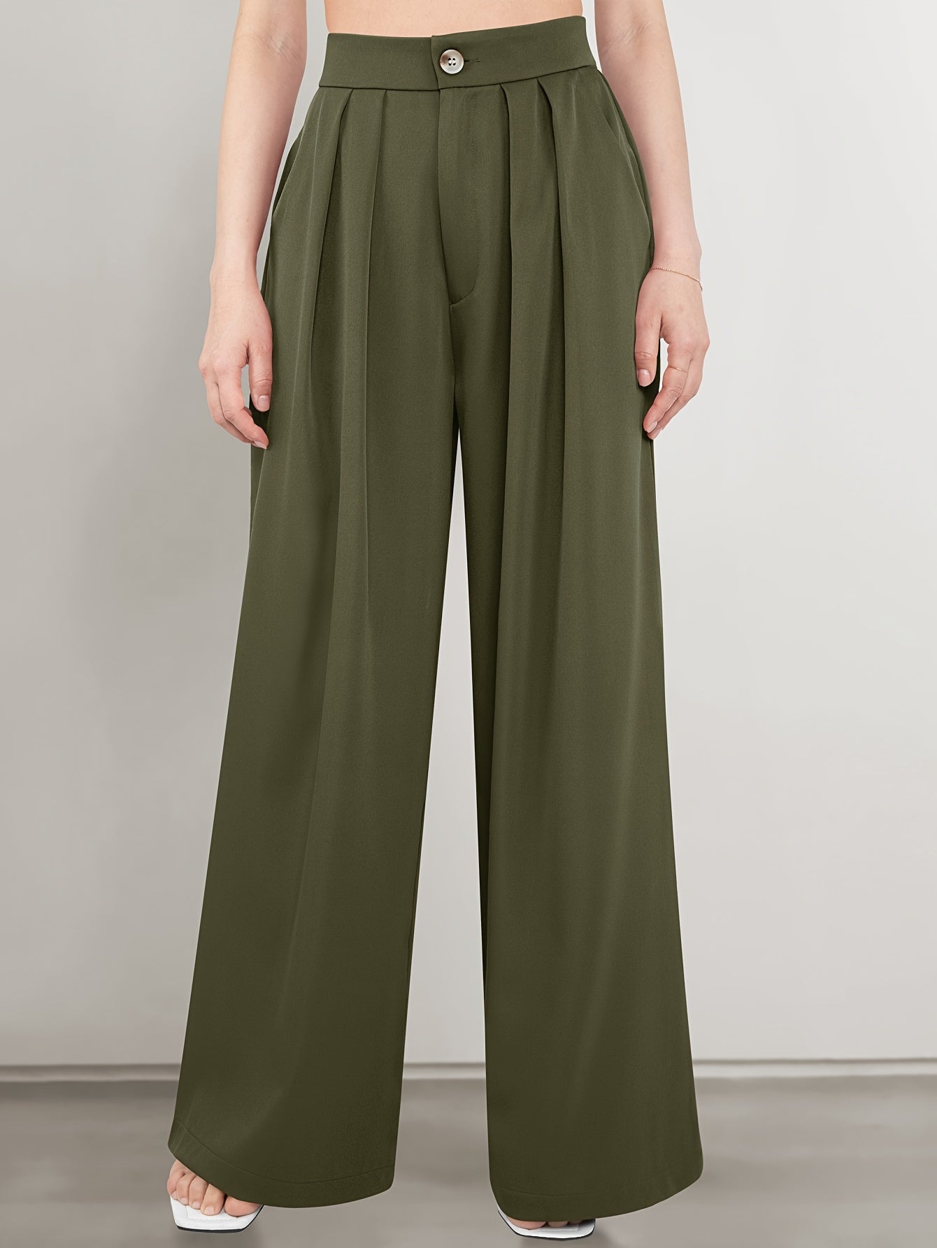 Lisa | Wijde Pantalon In Effen Kleur