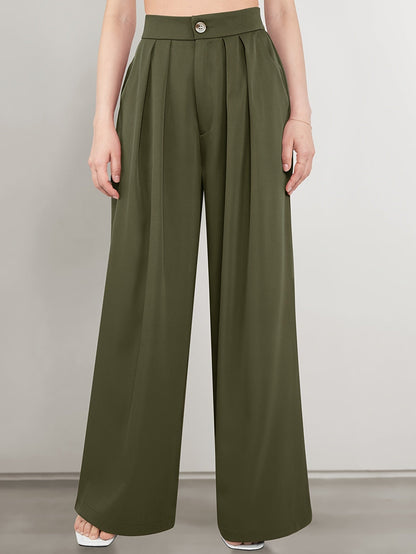 Lisa | Wijde Pantalon In Effen Kleur