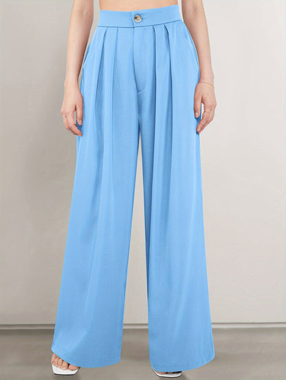 Lisa | Wijde Pantalon In Effen Kleur