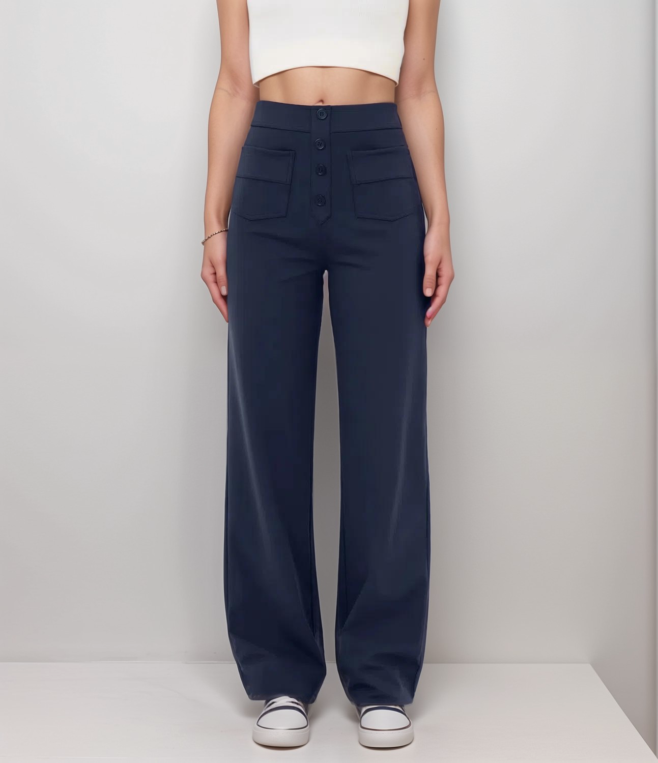 Momo | Elastische broek met hoge taille