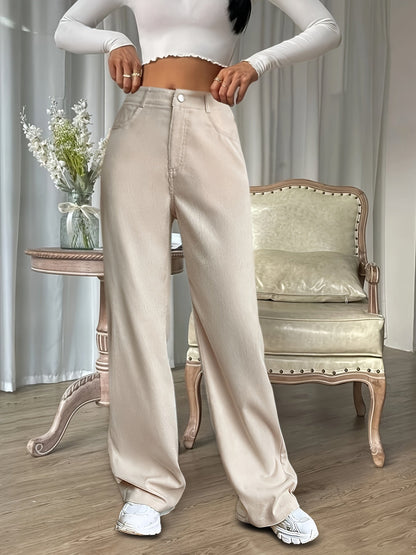 Sterre | Stevige Losse Broek met Hoge Taille