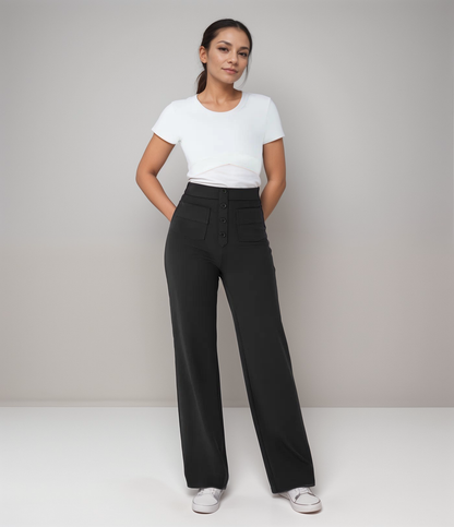 Momo | Elastische broek met hoge taille