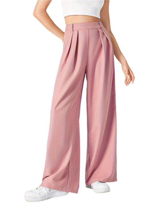 Marieke | Wijde Effen Kleur Pantalon
