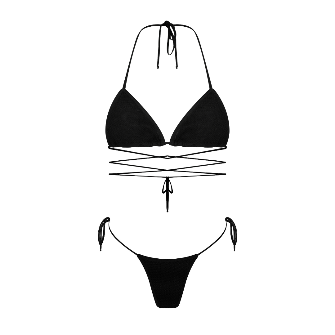FULL SET | Tan-through Kastani Top + Aruba Bottom | Black