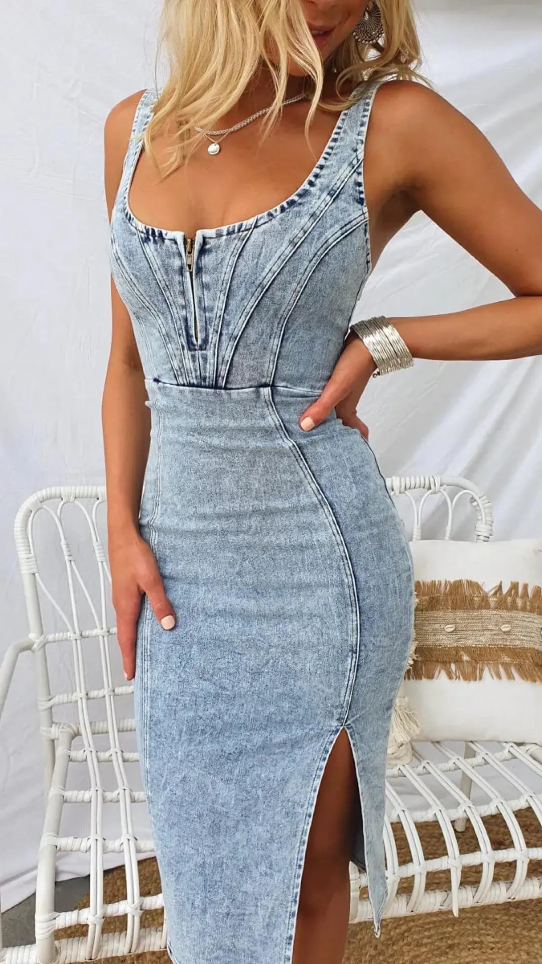 Emma - Elegante Denim Jurk Levouré