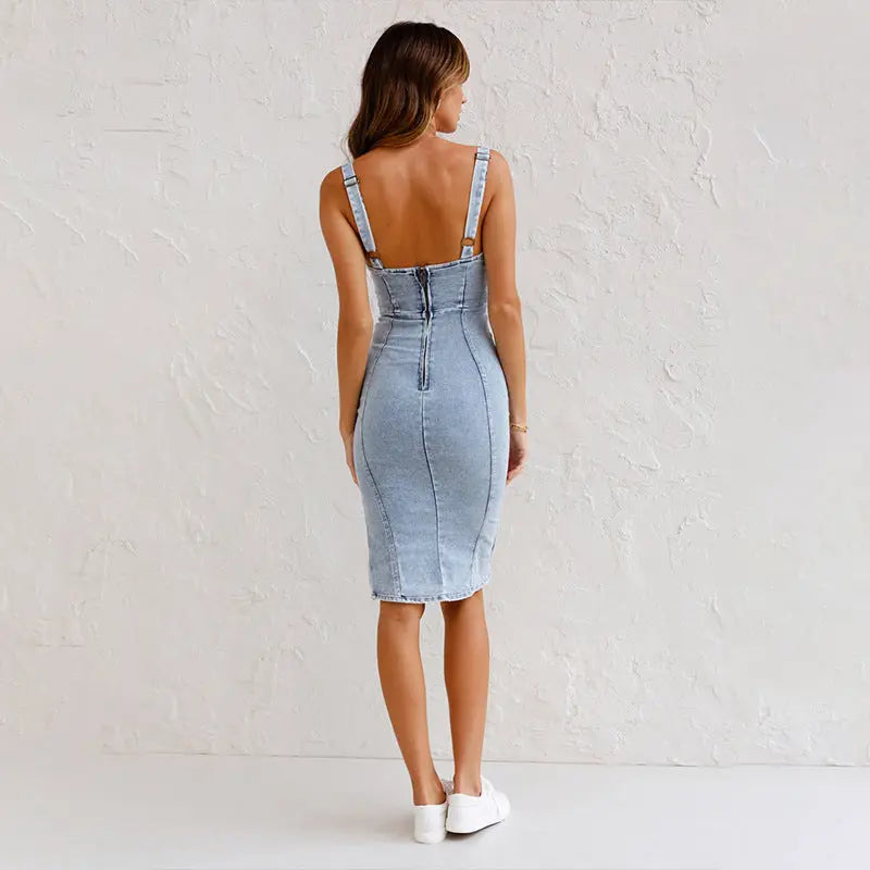 Emma - Elegante Denim Jurk Levouré