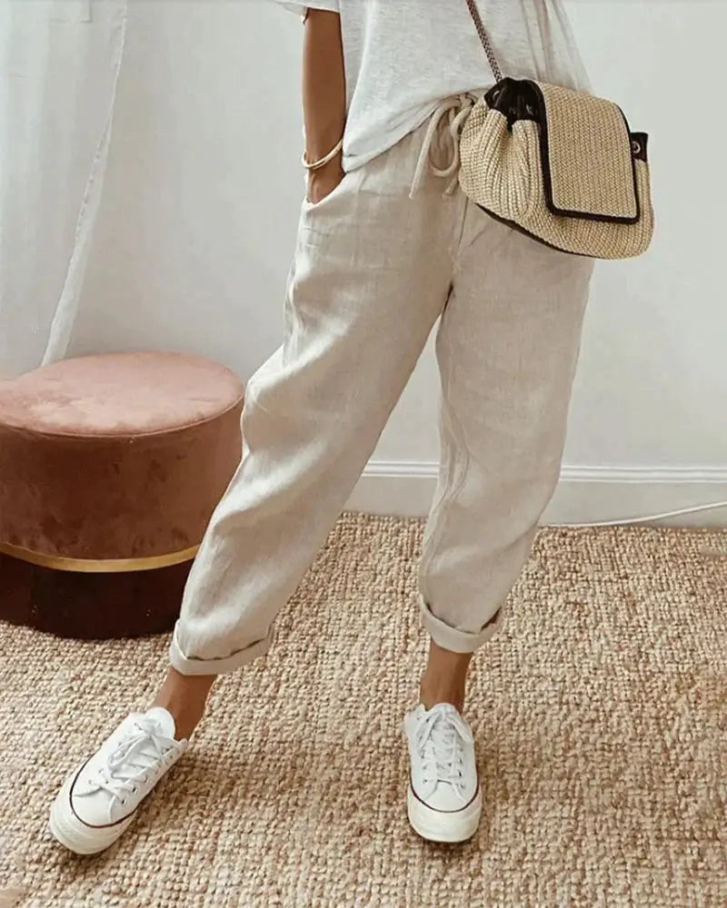 Eva - Casual en stijlvolle linnen broek Levouré