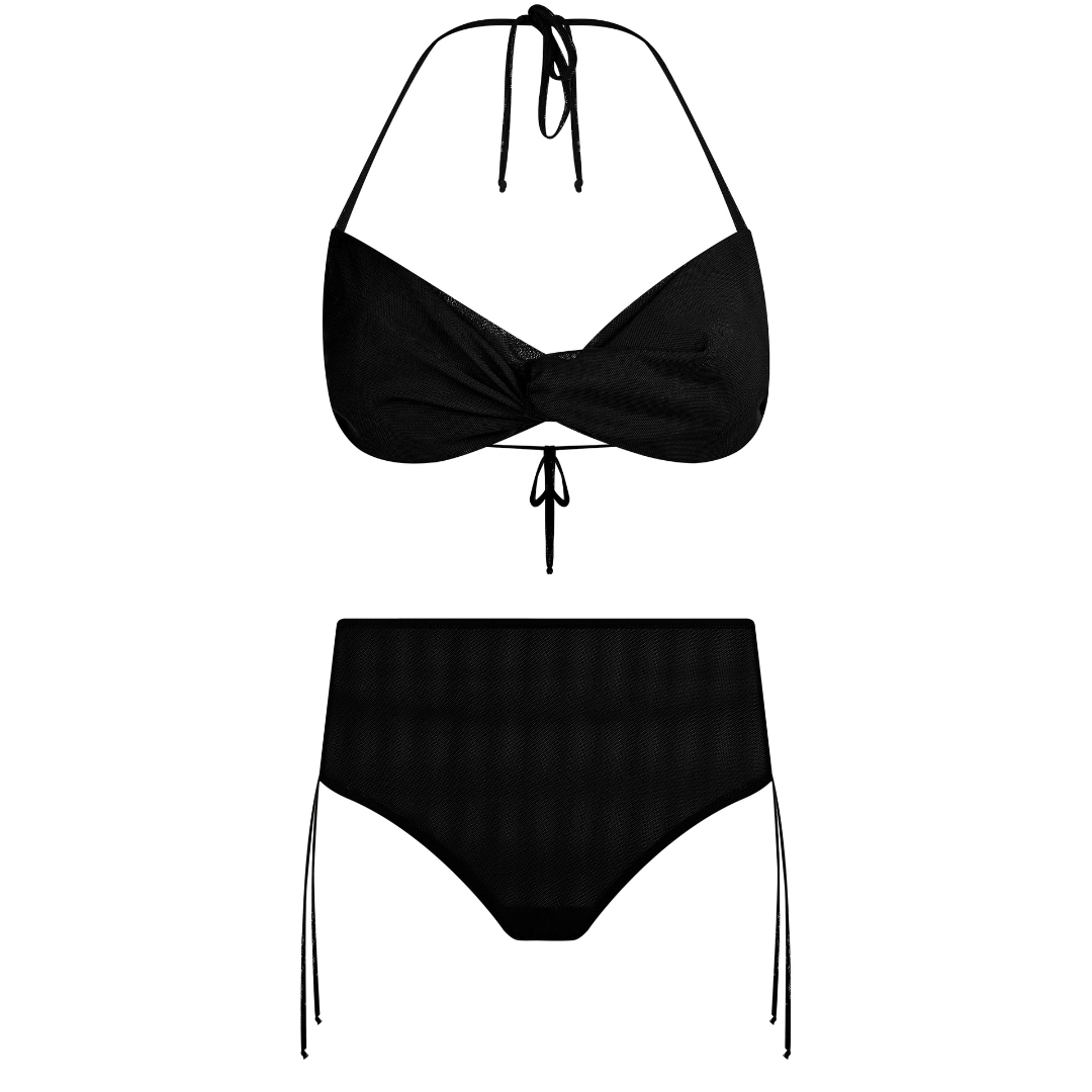 FULL SET | Tan-through Malibu Top + Malé Bottom | Black