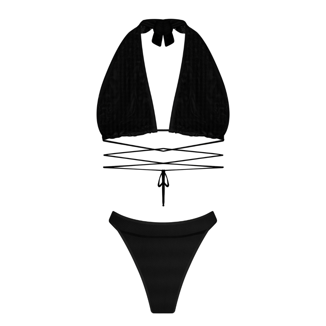 FULL SET | Tan-through Milos Top + Antigua Bottom | Black