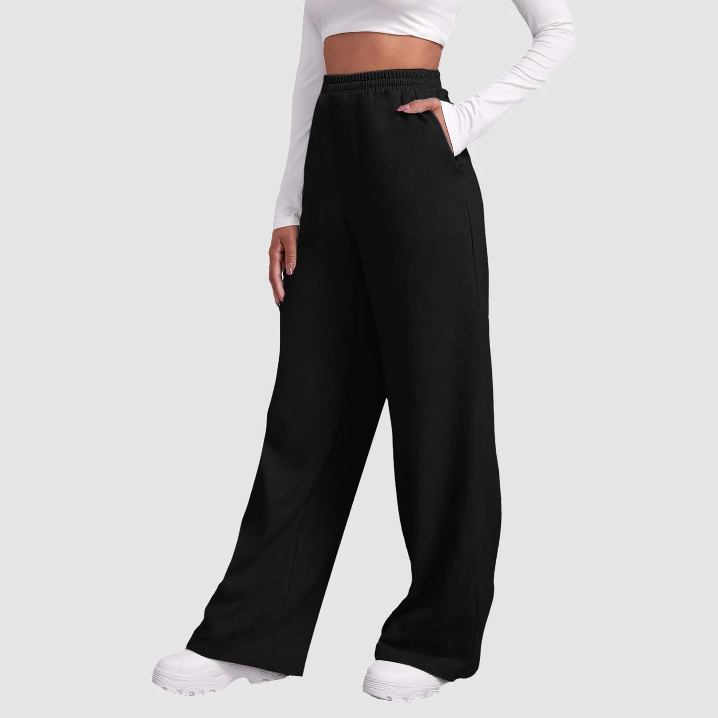 Fleece-Gevoerde High-Waist Joggingbroek