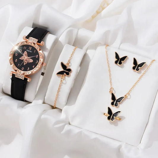 Set van 5 Luxe Dameshorloges met Quartzuurwerk en Diamanten Levouré