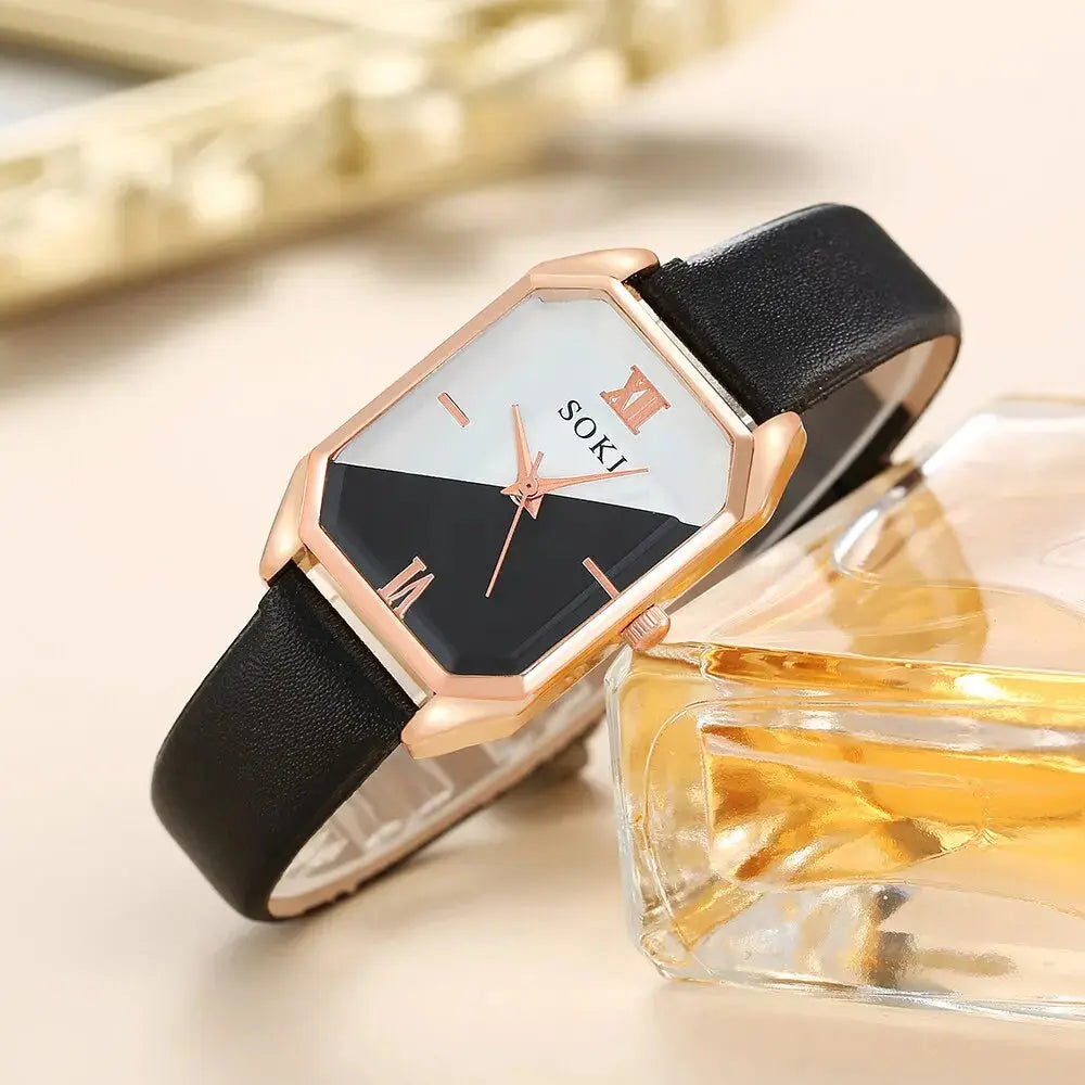Set van 6 Dameshorloges met Vierkante Quartz en Dainty Armbanden Levouré