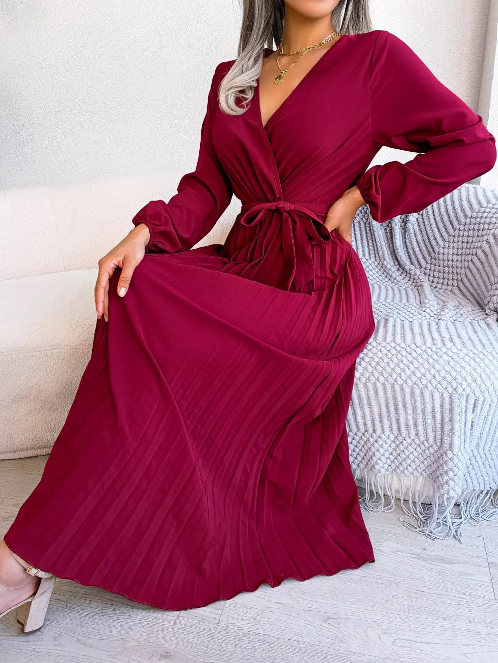 Viola - Elegante Geplooide Jurk Levouré