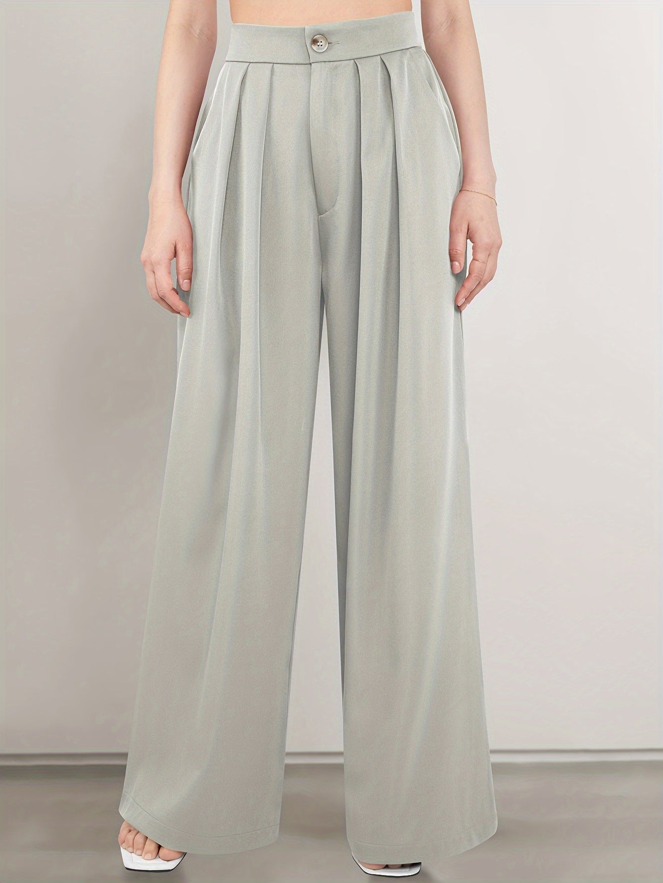 Lisa | Wijde Pantalon In Effen Kleur