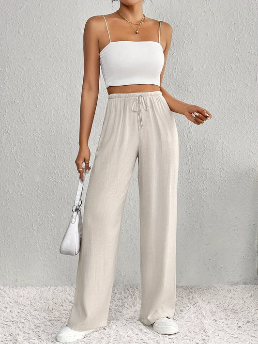 Isolde | Effen Kleur Getailleerde Broek