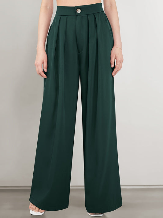 Lisa | Wijde Pantalon In Effen Kleur