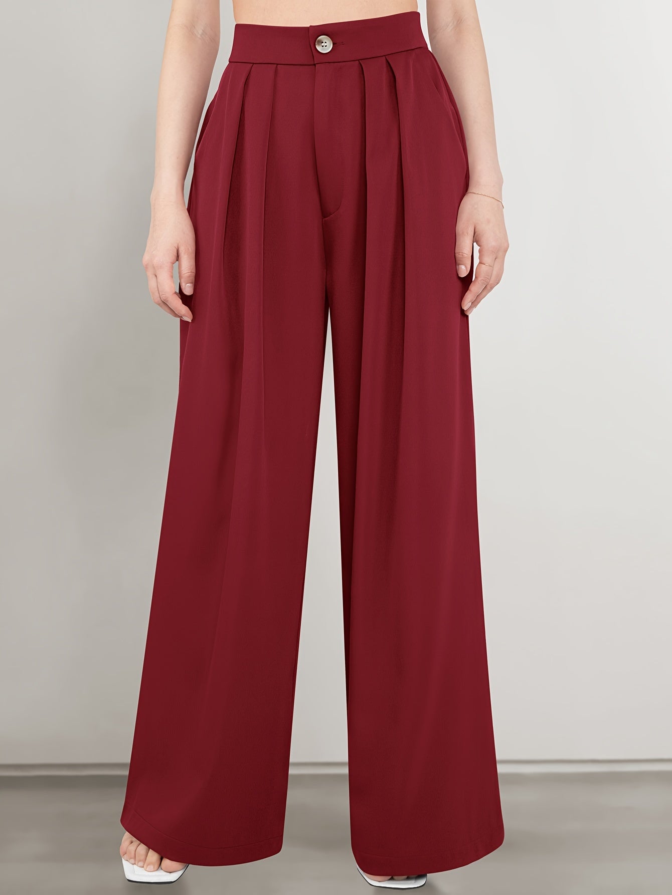 Lisa | Wijde Pantalon In Effen Kleur
