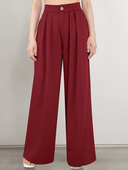 Lisa | Wijde Pantalon In Effen Kleur