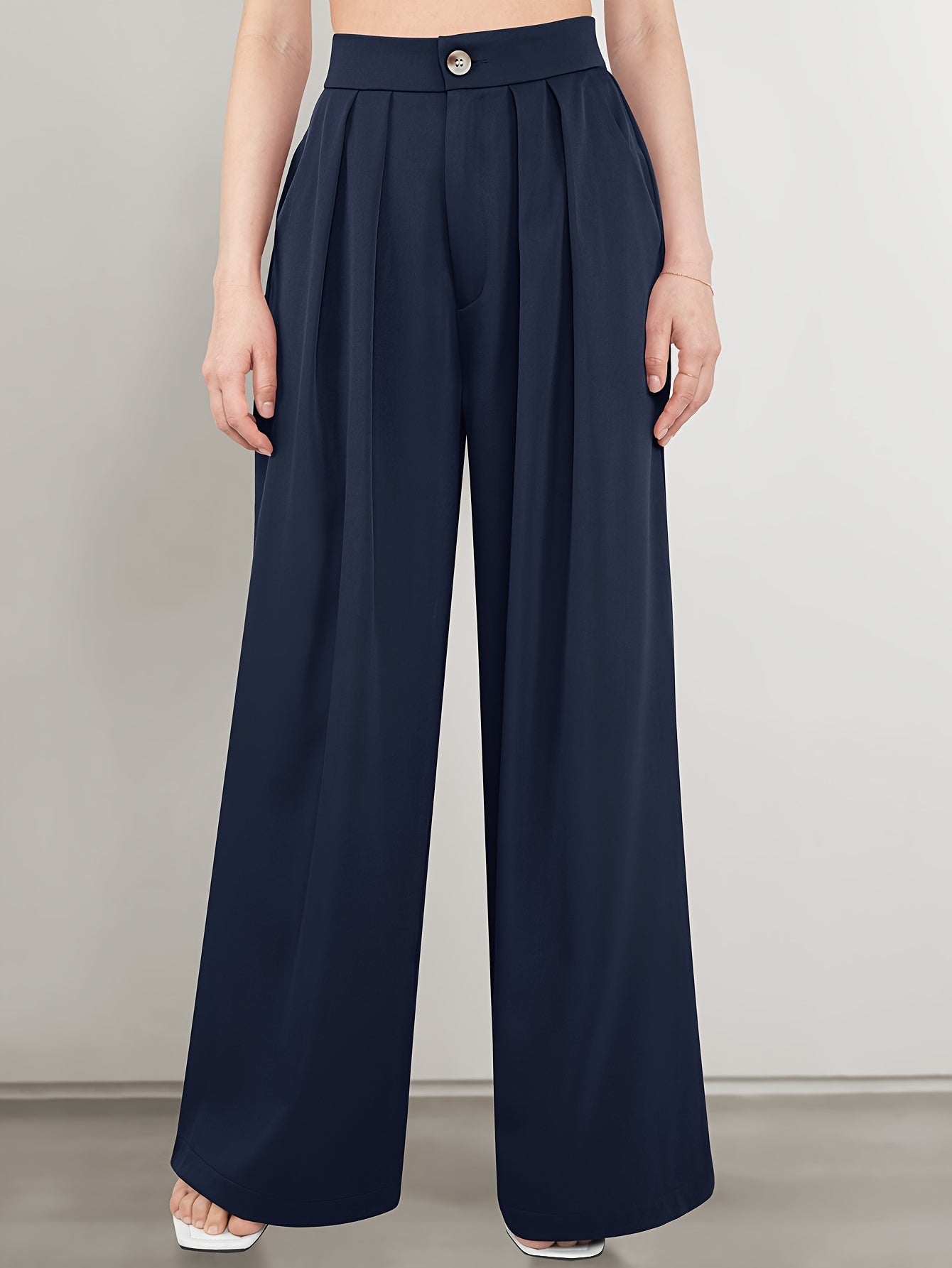 Lisa | Wijde Pantalon In Effen Kleur